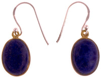 Load image into Gallery viewer, Silberohrringe vergoldet oval Stein Lapis blau Ohrringe 925 Sterling Silber Lazuli
