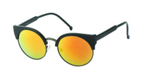Load image into Gallery viewer, A pair of Sonnenbrille Damen rund Oberkante eckig Vintage Cat Eye features round lenses, retro John Lennon style, UV 400 protection, and a chic metal frame with a square upper edge design.
