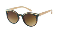 Load image into Gallery viewer, Die Sonnenbrille Damen rund Cat Eye Vintage überzeugt mit tortoiseshell Rahmen, goldenen Akzenten, beigen Bügeln und braunen 400UV Gläsern im John Lennon Stil.
