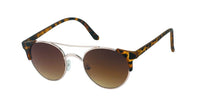 Load image into Gallery viewer, These Sonnenbrille rund Vintage Metallrahmen John Lennon Retro 400UV Cat Eye sunglasses feature brown gradient lenses, gold metal frames, tortoiseshell-patterned arms, and adjustable nose pads—combining retro style and comfort.
