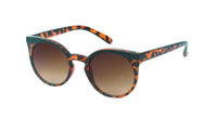 Load image into Gallery viewer, Sonnenbrille Damen rund John Lennon Vintage Cat Eye Animal Design 400UV Retro mit braunen Verlaufsgläsern im Tortoiseshell-Look vor weißem Hintergrund.
