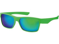 Load image into Gallery viewer, Sonnenbrille Nerd Sportbrille bunt verspiegelt 400 UV schmal with mirrored blue-green lenses, shown at an angle against a white background, offers stylish retro design and reliable 400 UV protection.
