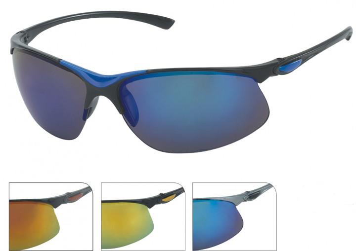 Sonnenbrille Sport verspiegelt 400 UV metallic farbig Verzierung unten frameless