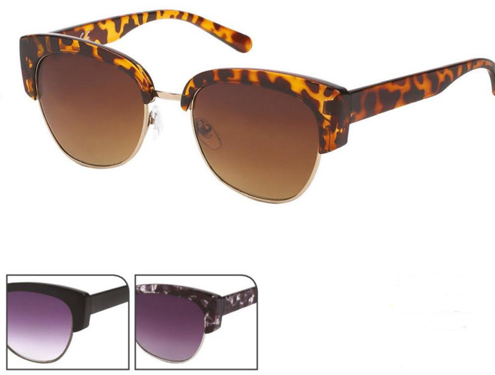 Sonnenbrille Cat Eye 400 UV getönt Metall Steg lang Glasoberseiten dick