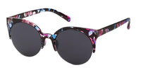 Cargar imagen en el visor de la galería, Sonnenbrille Cat Eye 400 UV Round Glasses unten frameless Blumen blau pink
