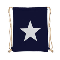 Load image into Gallery viewer, Turnbeutel Rucksack Canvas Stern weiß silbern golden verstellbar Kordel 34x42 cm
