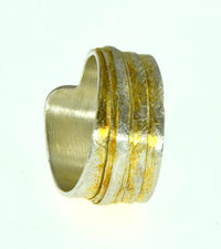 Cargar imagen en el visor de la galería, Ring Silber 925 vergoldet gebürstet Bänder Bandring
