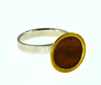 Load image into Gallery viewer, Ring 925 Silber vergoldet Holz Kreis Kelch verstellbar
