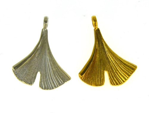 Anhänger Silber 925 vergoldet Ginkgo Blatt 25mm