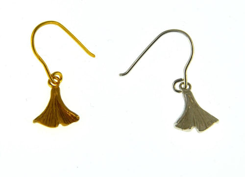 Ohrringe Silber 925 Ginkgo Blatt 10mm vergoldet