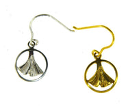 Load image into Gallery viewer, Silber 925 Ginkgo in Kreis vergoldet Ohrringe Anhänger
