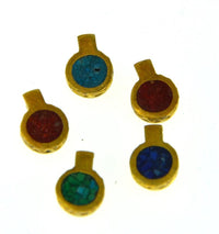 Load image into Gallery viewer, Anhänger Silber 925 vergoldet Scheibe crushed Stein 9mm
