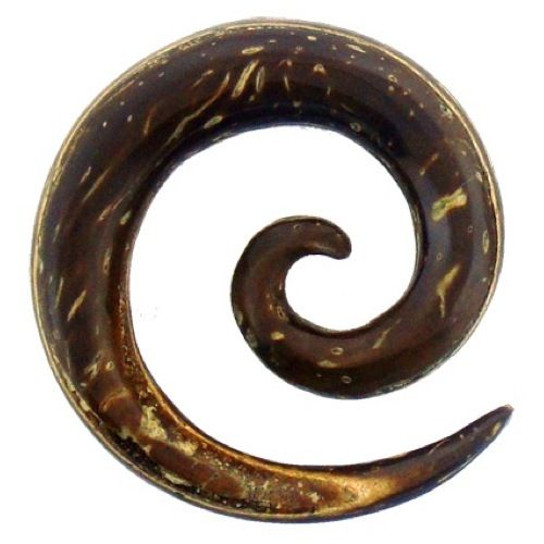Tribal Holz Pircing Expander, XL-Spirale, 6mm, Ohrring aus Kokosholz,  dunkelbraun mit natürlichem Muster, Plug, Tunnel, Ohrhänger, Ohrstecker