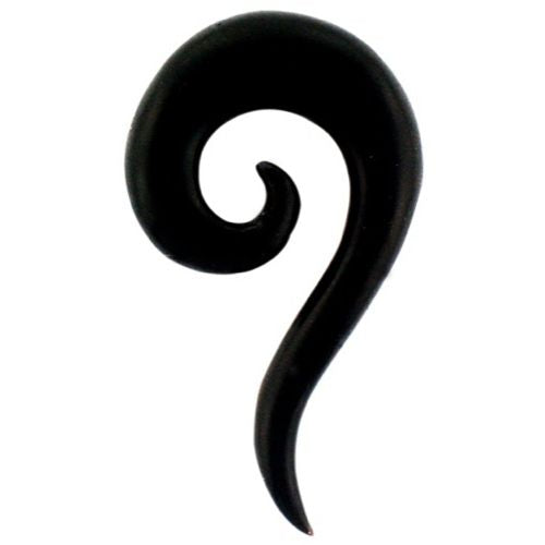 Tribal Buffalo Horn Piercing Expander, schwarze Thaispirale mit langgezogener Spitze, 5mm, Plug, Tunnel, Ohrhänger, Ohrstecker