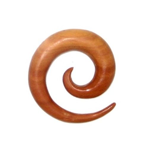 Tribal Holz Pircing Expander, hellbraune Spirale, handgeschnitzt aus Rosenholz, 12mm, Plug, Tunnel, Ohrhänger, Ohrstecker