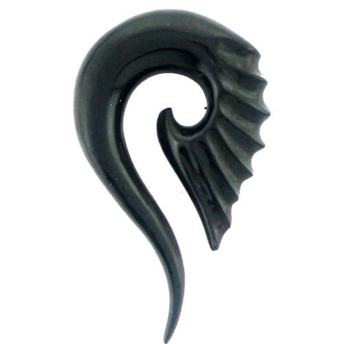 Tribal Buffalo Horn Piercing Expander, schwarze Thai-Spirale, 2mm,  Plug, Tunnel, Ohrring, Ohrhänger, Ohrstecker