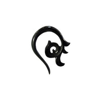 Load image into Gallery viewer, Tribal Buffalo Horn Piercing Expander, schwarze Flowerhook Spirale, 4mm,  Plug, Tunnel, Ohrring, Ohrhänger, Ohrstecker
