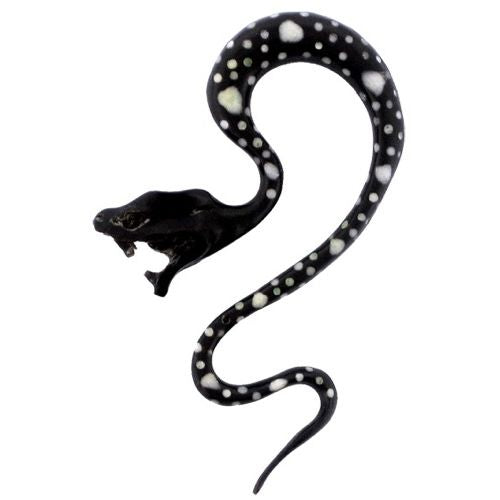 Tribal Buffalo Horn Piercing Expander, schwarze Viper-Schlange mit weißen Punkten, 8mm, Plug, Tunnel, Ohrring, Ohrhänger, Ohrstecker