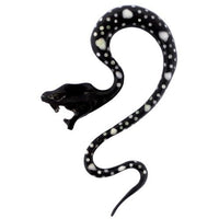 Cargar imagen en el visor de la galería, Tribal Buffalo Horn Piercing Expander, schwarze Viper-Schlange mit weißen Punkten, 6mm, Plug, Tunnel, Ohrring, Ohrhänger, Ohrstecker
