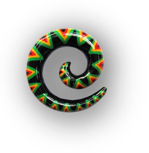 Bunte expander, Fake piercing aus Holz Handbemalt, Rastafarben, 4mm, Plug, Tunnel, Ohrhänger, Ohrstecker