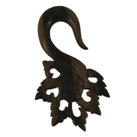 Load image into Gallery viewer, Piercing Holz sono wood Blüte gebogen gemasert Ohrstecker Expander handgeschnitzt

