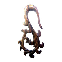 Load image into Gallery viewer, Piercing Holz ebony wood Schnörkel Ohrstecker Expander handgeschnitzt
