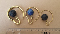 Load image into Gallery viewer, Ohr Piercing Brass gold antik Stein Kugel Lavastein Bogen 1.2mm 4mm 6mm
