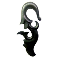Load image into Gallery viewer, Sonoholz Lobe Piercing Holz Fishtail Hook 8mm Dehnspirale Dehnschnecke schwarz

