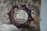 Load image into Gallery viewer, Piercing Holz Türkis Blumen Hoop 6,5mm Creole Hook
