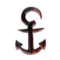 Load image into Gallery viewer, The Piercing Anker Narraholz Plug Ohrstecker Expander is a handgeschnitzt, gemasert wooden piece with smooth edges, a rounded top, and pointed flukes, shown on a white background.
