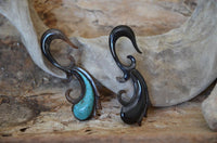 Cargar imagen en el visor de la galería, Horn Piercing Dehnschnecke Türkis Inlay Träne Mini Hook
