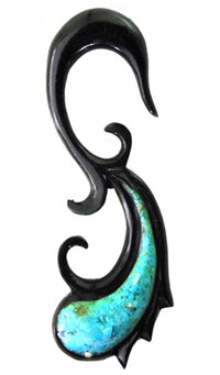 Cargar imagen en el visor de la galería, Horn Piercing Dehnschnecke Türkis Inlay Träne Mini Hook
