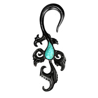 Load image into Gallery viewer, Horn Piercing Dehnspirale Türkis Inlay Feder Pfau
