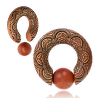 Load image into Gallery viewer, Captive Bead Klemmkugel Ring Sawoholz Piercing Mandala
