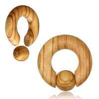Load image into Gallery viewer, Captive Bead Klemmkugel Ring Olivenholz Piercing Dehner
