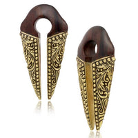 Load image into Gallery viewer, Piercing Ohrgewicht Arangholz Brass Ornament Pfeil 12mm
