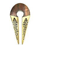 Cargar imagen en el visor de la galería, Ohrgewicht Brass Holz 12mm Pfeil Karo Stanz Muster
