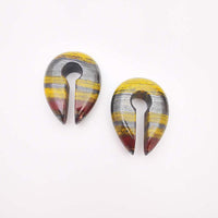 Load image into Gallery viewer, Ohrgewicht Natur Stein 12mm Tropfen Schlüsselloch braun
