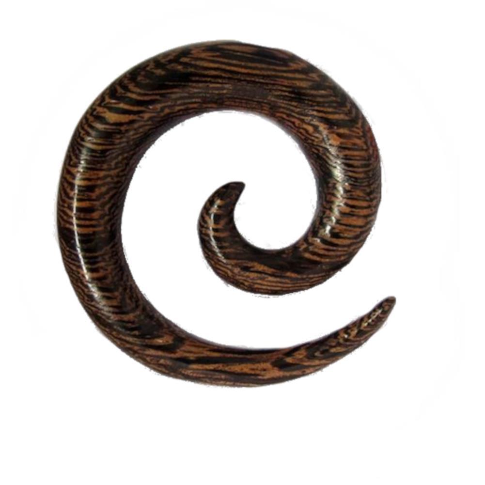 Piercing Spirale Parasit Holz Plug Ohrstecker braun Wellen Maserung