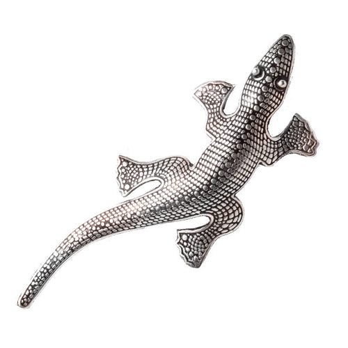 Silver pin/brooch, unisex jewelry, pin/brooch, 925 sterling silver, gecko circles, 80 mm, Bali