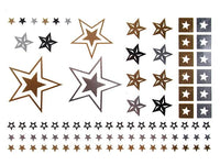 Load image into Gallery viewer, Tattoo golden silbern temporär Motivbogen Klebetattoos schwarz Sterne Schmuck Tattoos

