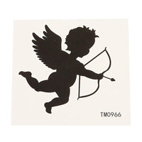 Cargar imagen en el visor de la galería, Klebetattoo temporär Amor Engel Liebesengel Pfeil Liebe schwarz schlicht 1 Bogen

