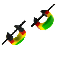 Load image into Gallery viewer, Pin Creolen Stick Ohrringe Acryl Rasta Farben 1.6mm
