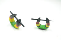Load image into Gallery viewer, Pin Creolen Stick Ohrringe Acryl Rasta Farben 1.6mm

