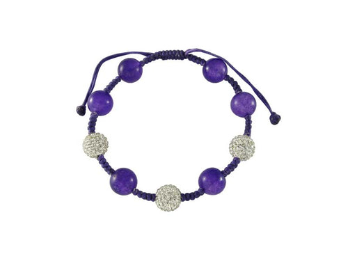 Glitzerkugel Armband Kristall weiß Amethyst lila Kugeln Perlen Damen Schmuck