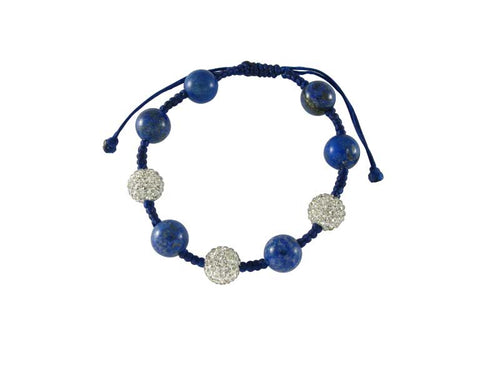 Glitzerkugel Armband Kristall weiß Lapis blau Kugeln Perlen Damen Schmuck