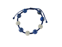 Load image into Gallery viewer, Glitzerkugel Armband Kristall weiß Lapis blau Kugeln Perlen Damen Schmuck
