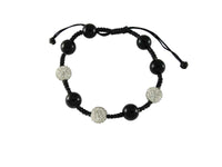 Load image into Gallery viewer, Glitzerkugel Armband Kristall weiß Onyx schwarz Kugeln Perlen Damen Schmuck
