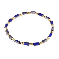 Cargar imagen en el visor de la galería, Armband Steine blau grau goldfarben glänzend verstellbar
