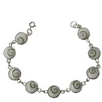 Load image into Gallery viewer, Shivaauge Armband Shiva Auge Silberrücken 10 mm rund 925er Sterling Silber Schmuck Silberarmband
